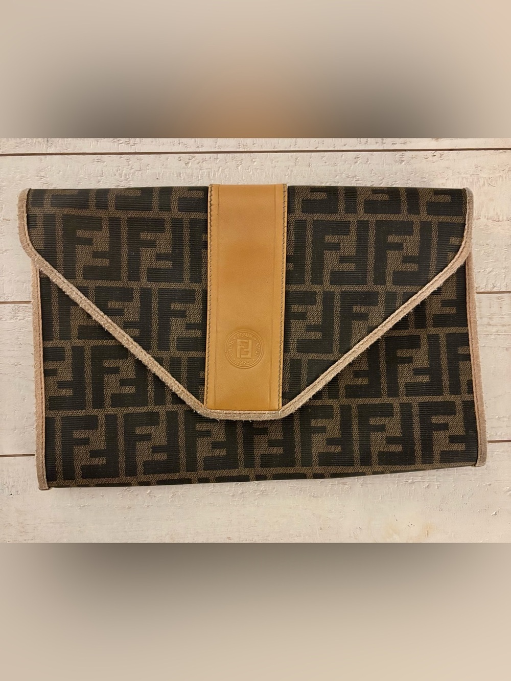Vintage Fendi Zucca Monogram Envelope Clutch
